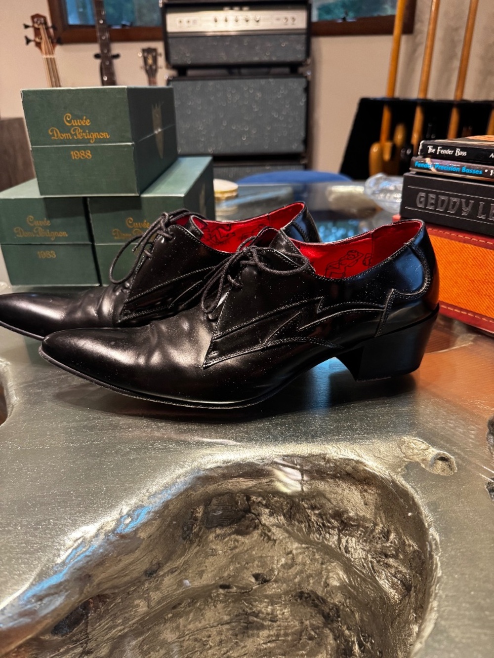 Jeffery West Gibson Sylvan Lighting Bolt Black Dress Shoe US 9/UK 8